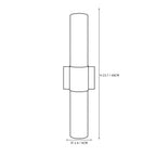 Modern Brass Square Band and Alabaster Cylinder Wall Sconce Line Art Dimension Diagram
