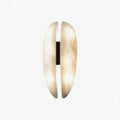 Illuminated Modern Natural Marble Split Wing Art Wall Sconce Studio Shot