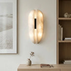 Modern Marble Split Wing Art Wall Sconce in Elegant Home Library