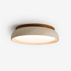 Angled View of Modern Wood and Terrazzo Disc Ceiling Light Studio Shot