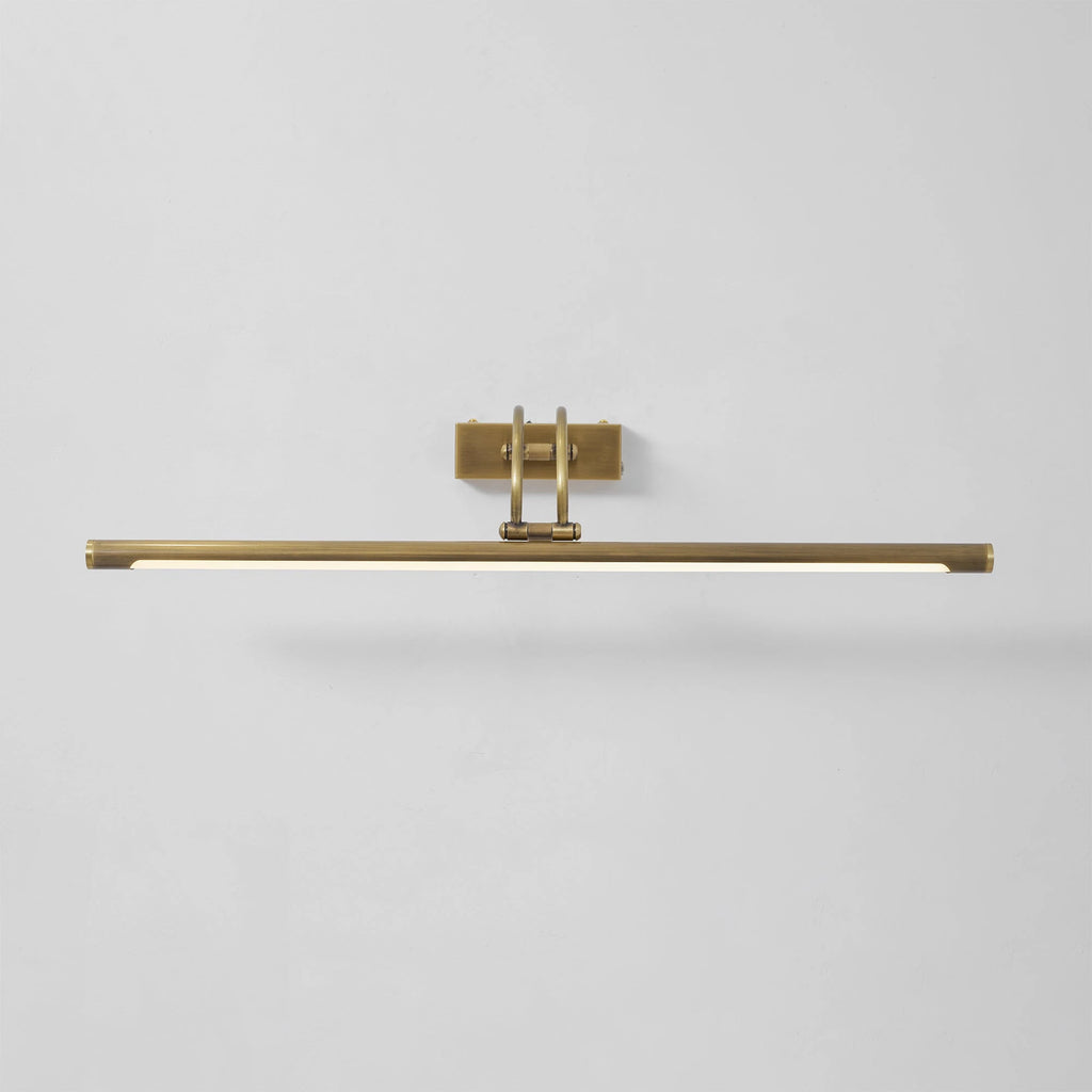 Side View of Modern Brass Picture Light on White Background