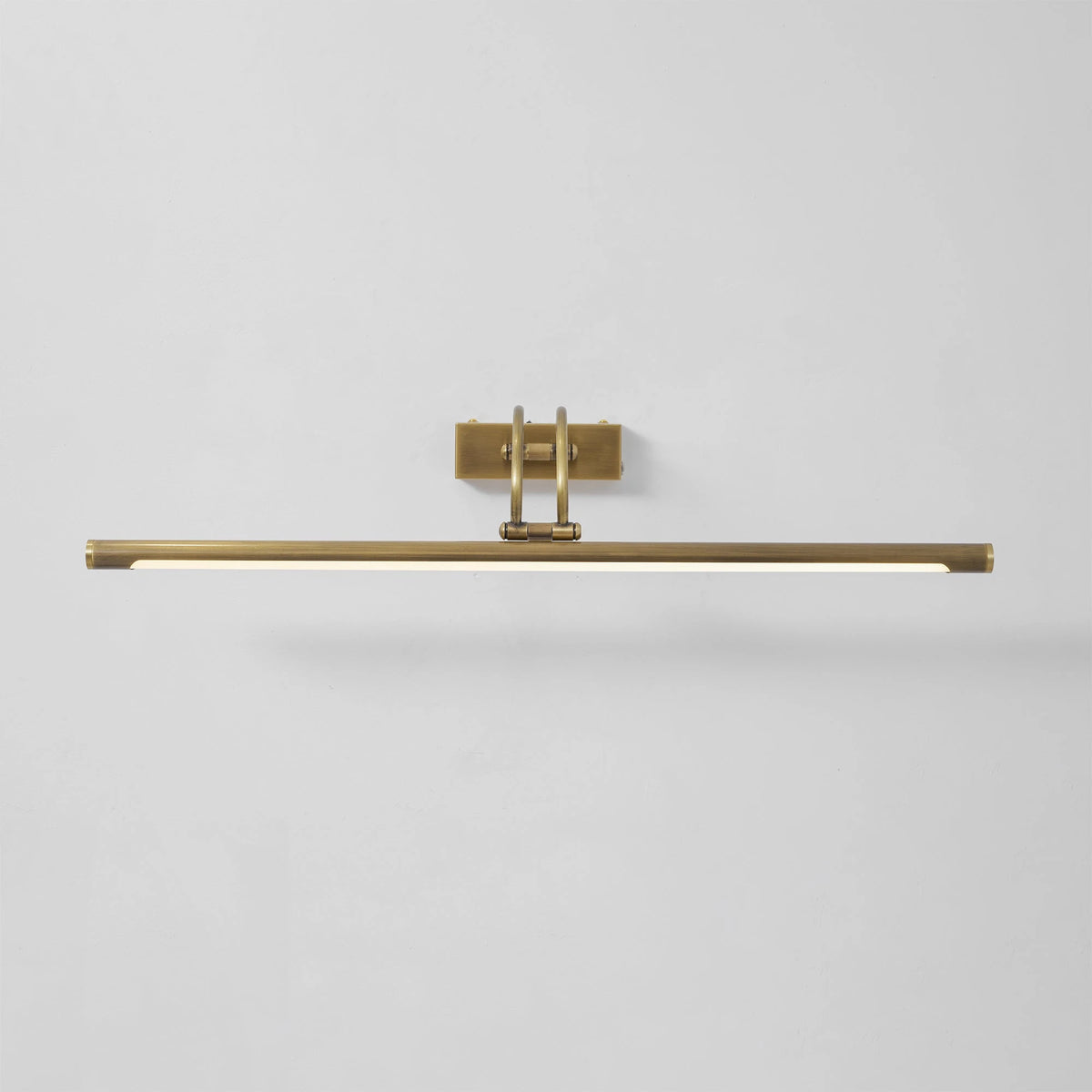 Side View of Modern Brass Picture Light on White Background