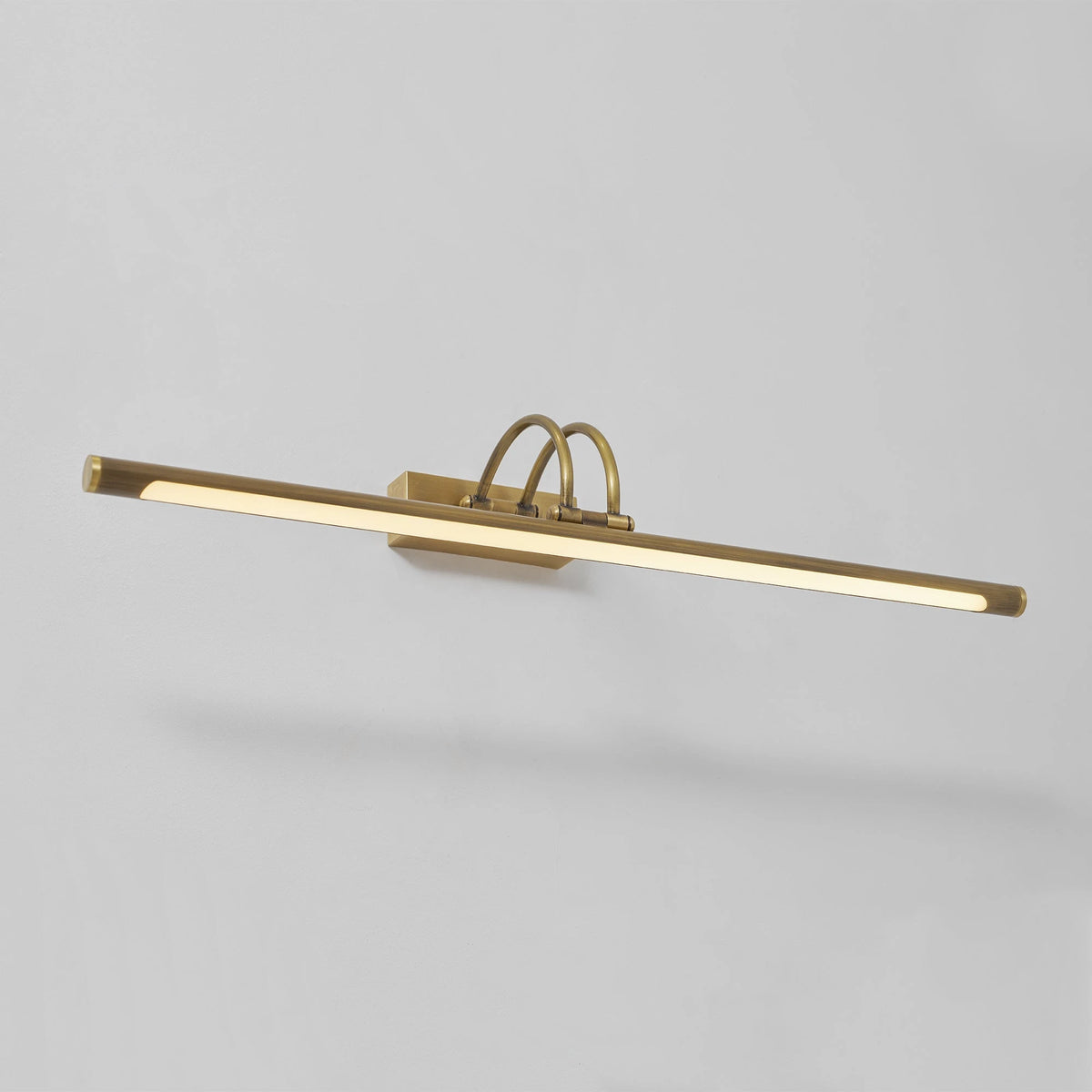 Angled View of Modern Brass Picture Light Studio Shot