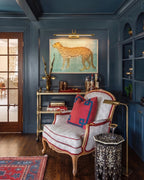 Vintage Brass Picture Light in Classic Living Room Setting