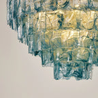 Close Up View of Amber Tiered Crystal Glass Rods Texture and Edge Structure