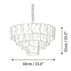 Modern Medium Tiered Crystal Glass Chandelier Line Art Dimension Diagram