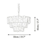 Modern Small Tiered Crystal Glass Chandelier Line Art Dimension Diagram