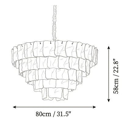 Modern Large Multi-Tier Tiered Crystal Glass Chandelier Line Art Dimension Diagram