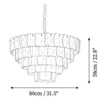 Modern Large Multi-Tier Tiered Crystal Glass Chandelier Line Art Dimension Diagram