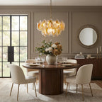 Modern Amber Gradient Petal Chandelier in Elegant Dining Room