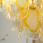 Close Up View of Illuminated Amber Petal Glass Texture and Light Pattern