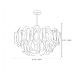 Modern Multi-Tier Amber Gradient Petal Chandelier Line Art Dimension Diagram