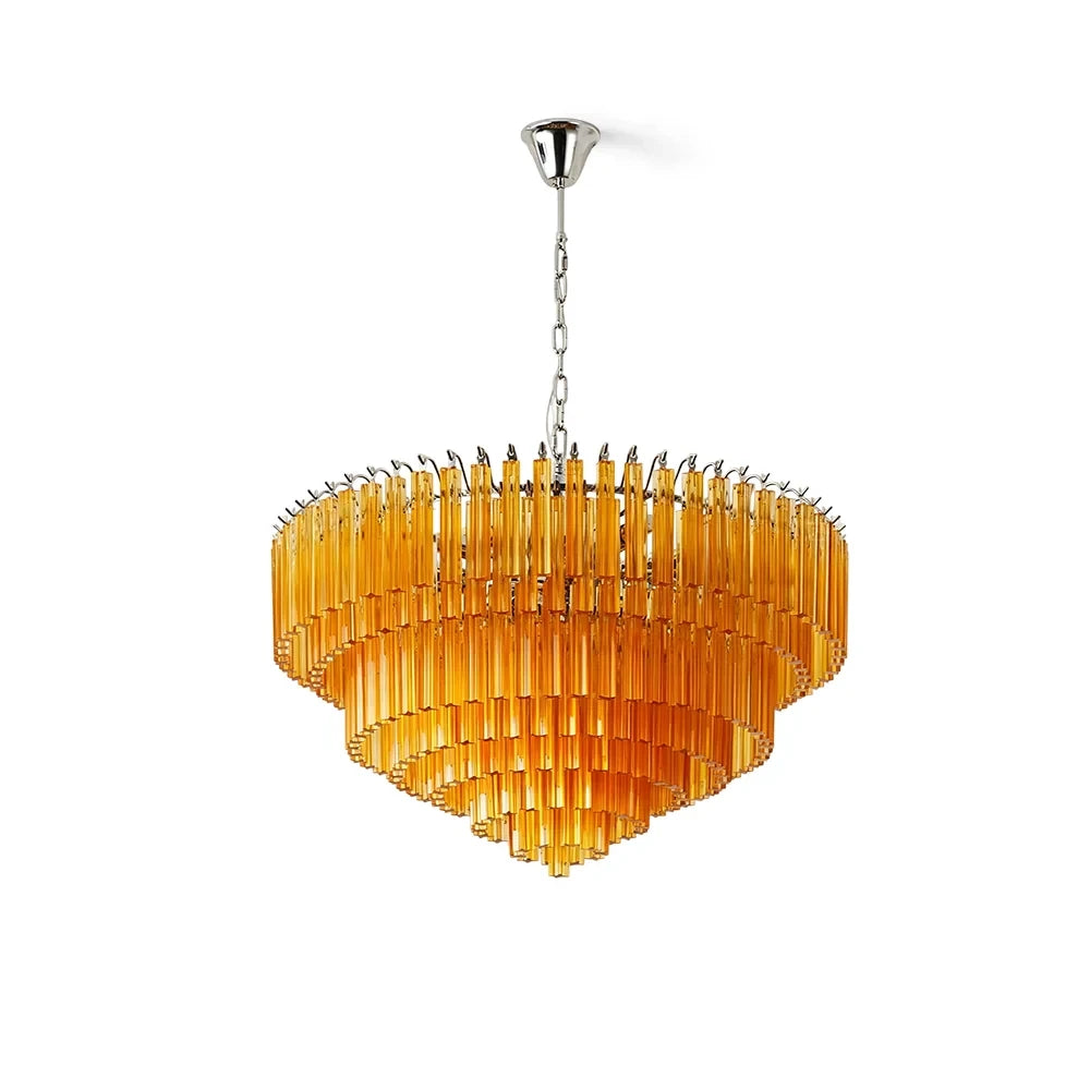 Amber Glass Prism Tiered Chandelier