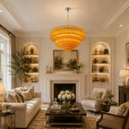 Amber Glass Prism Tiered Chandelier