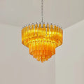 Amber Glass Prism Tiered Chandelier