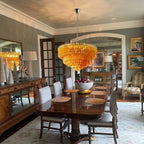 Amber Glass Prism Tiered Chandelier