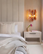 Modern Amber Art Glass Wall Sconce in Contemporary Bedroom