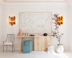 Modern Amber Art Glass Wall Sconce Over Dressing Table