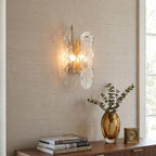 Modern Amber Round Plate Art Glass Wall Sconce in Hallway Foyer