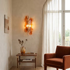 Modern Amber Art Glass Wall Sconce in Master Bedroom Setting