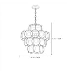Modern Small Disc Art Glass Chandelier Line Art Dimension Diagram