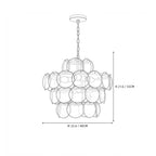 Modern Medium Disc Art Glass Chandelier Line Art Dimension Diagram