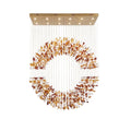 Modern Autumn Leaf Art Glass Ring Chandelier with Brass Canopy on Pure White Background