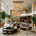 Modern Autumn Leaf Art Glass Chandelier in High Ceiling Living Room