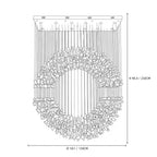 Modern Autumn Leaf Art Glass Ring Chandelier Line Art Dimension Diagram