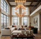 Modern Autumn Leaf Ring Chandelier in Luxury Living Space