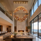 Modern Autumn Leaf Art Glass Chandelier in Ocean View Villa
