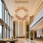 Modern Autumn Leaf Ring Chandelier in Bright Living Room