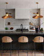 Modern Amber Petal Art Glass Pendant Lights Over Kitchen Island