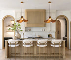 Modern Brass Amber Petal Pendant Lights in Elegant Kitchen Area