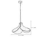 Modern Amber Four-Petal Art Glass Pendant Light Line Art Dimension Diagram