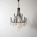 Black Metal Crystal Candle Chandelier Studio Display