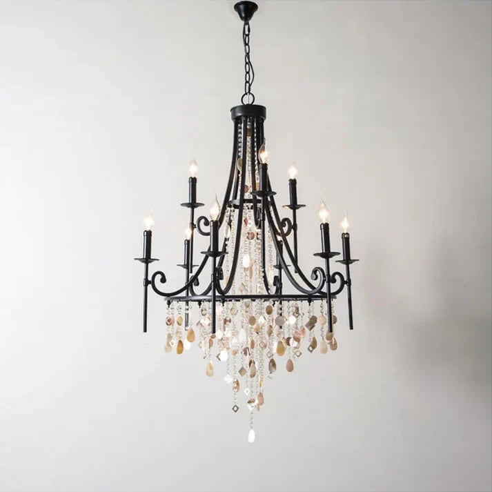 Black Metal Crystal Candle Chandelier Studio Display