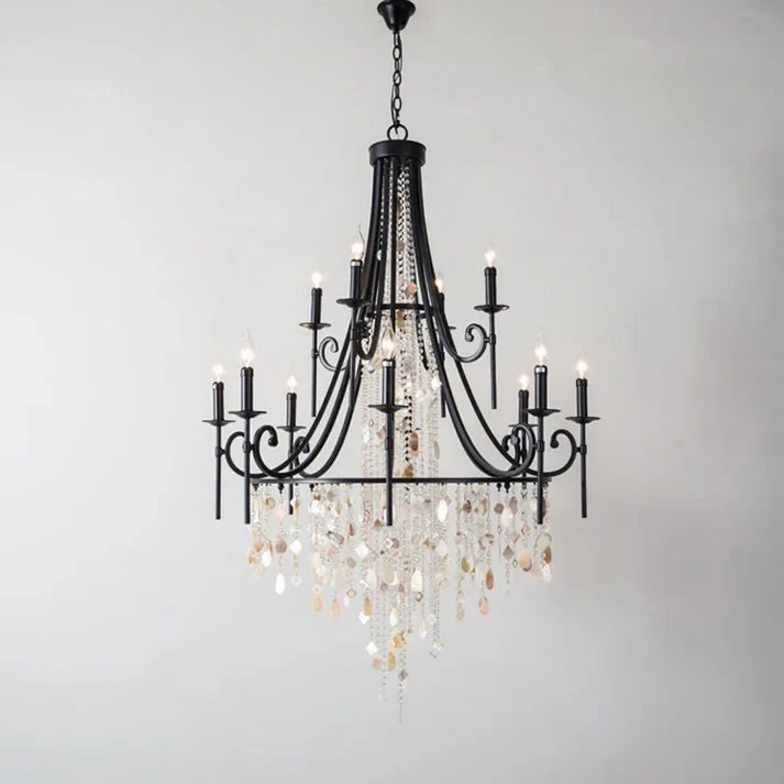Black Metal Crystal Chandelier Studio Product Shot