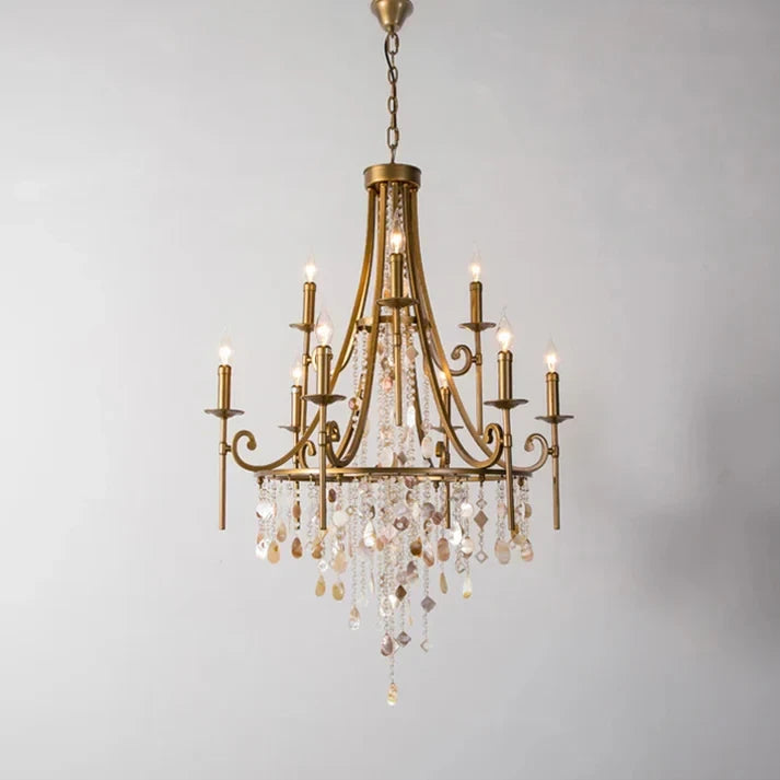 Brass Crystal Chandelier Studio Product Shot