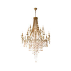 French Classic Brass Crystal Candle Chandelier on Pure White Background