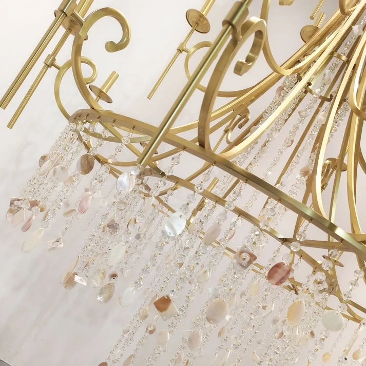 Detail View of Brass Frame and Crystal Beading