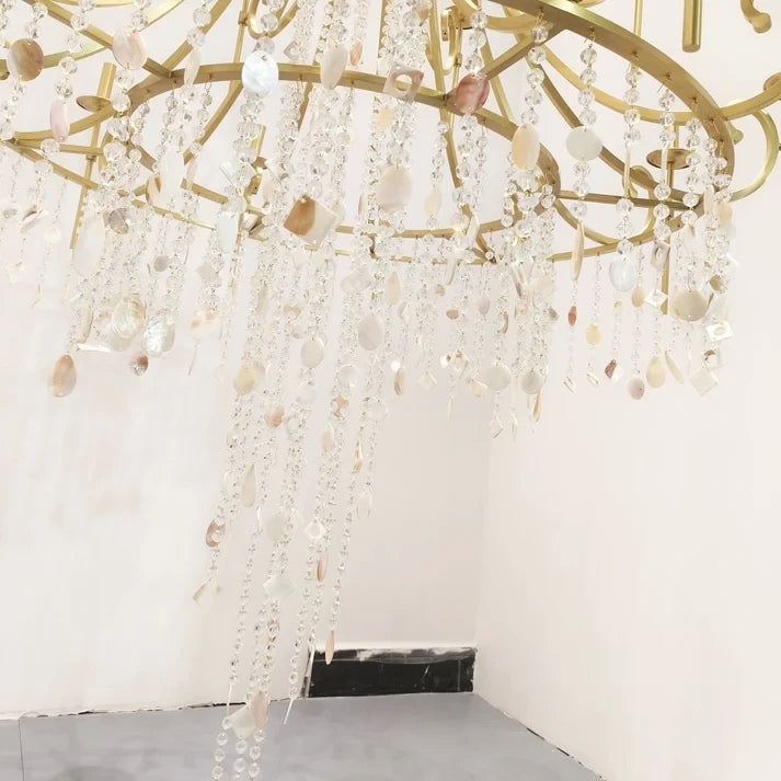 Close Up View of Cascading Crystal Drops