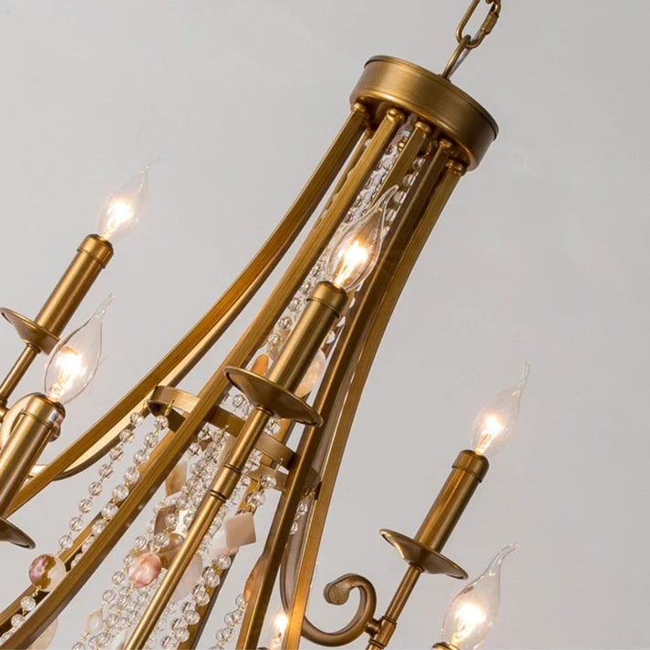 Close Up View of Chandelier Top Column and Candle Sockets