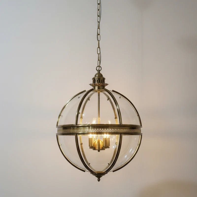 Antique Brass Globe Pendant