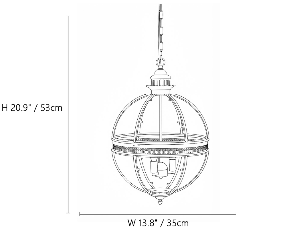 Antique Brass Globe Pendant