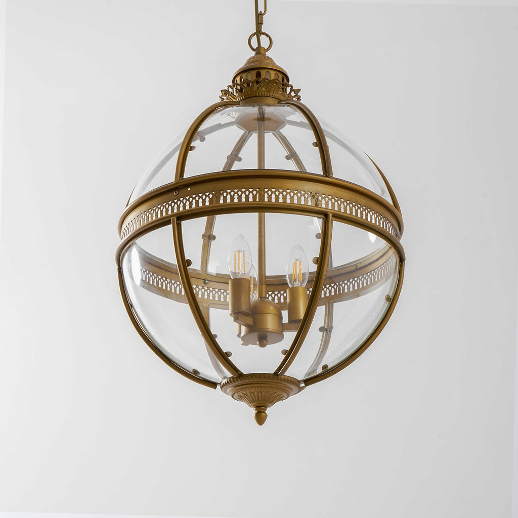 Antique Brass Globe Pendant