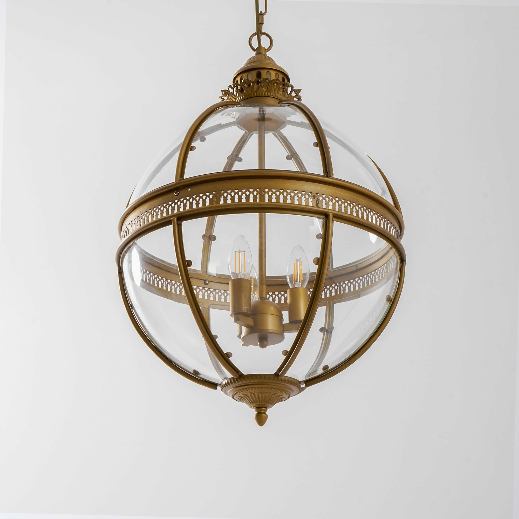 Antique Brass Globe Pendant