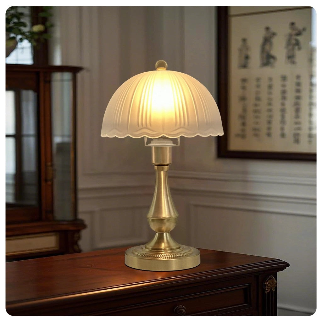 Antique Brass Scalloped Desk Light