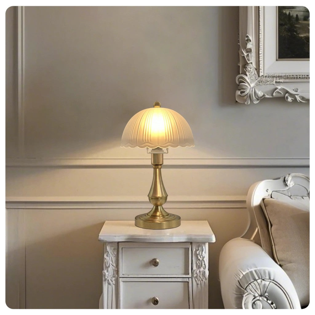 Antique Brass Scalloped Desk Light
