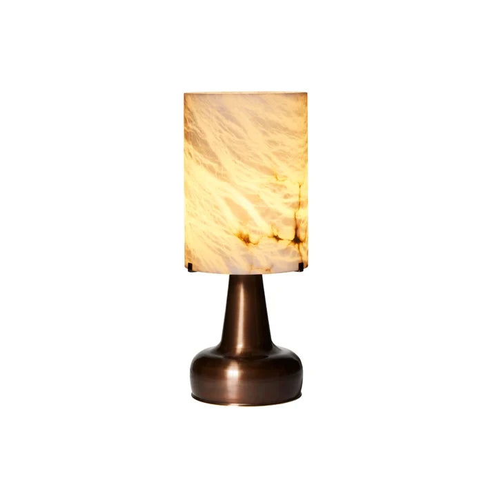 Modern Alabaster Cylinder Accent Table Lamp on Pure White Background